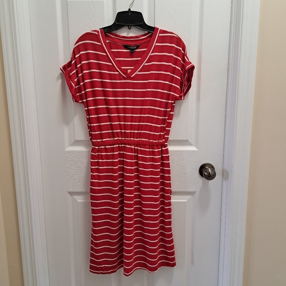 ❤️ New! Yummie Striped Dress Red And White Stripes V-neck XS Short Sleeved Dress - Picture 13 of 13